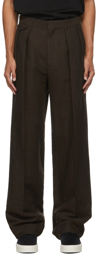 Photo: The Row Brown Marcello Linen Trousers