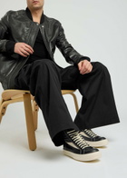 Rick Owens Hollywood Vintage Panelled Leather Hi-top Sneakers Black