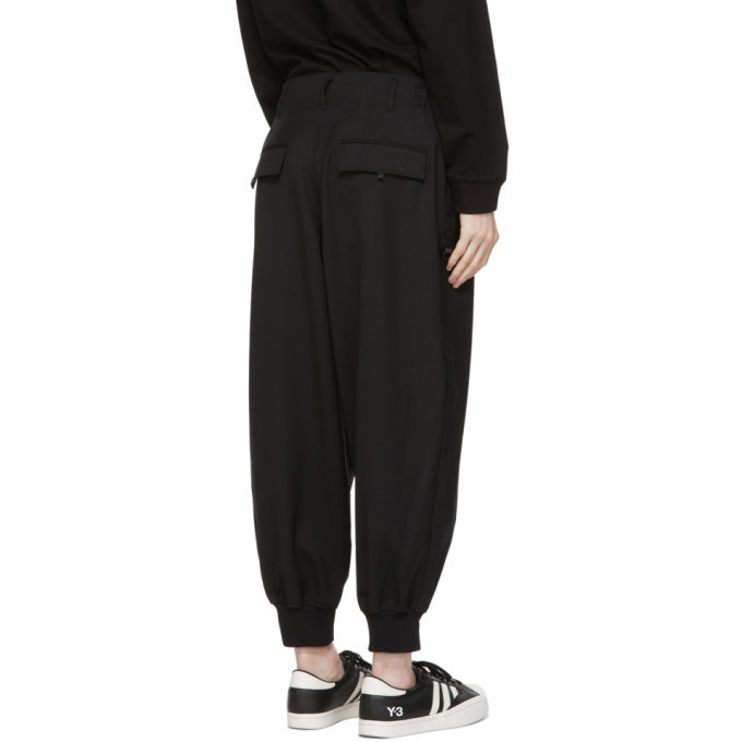 Y-3 Black Refined Wool Cuff Trousers