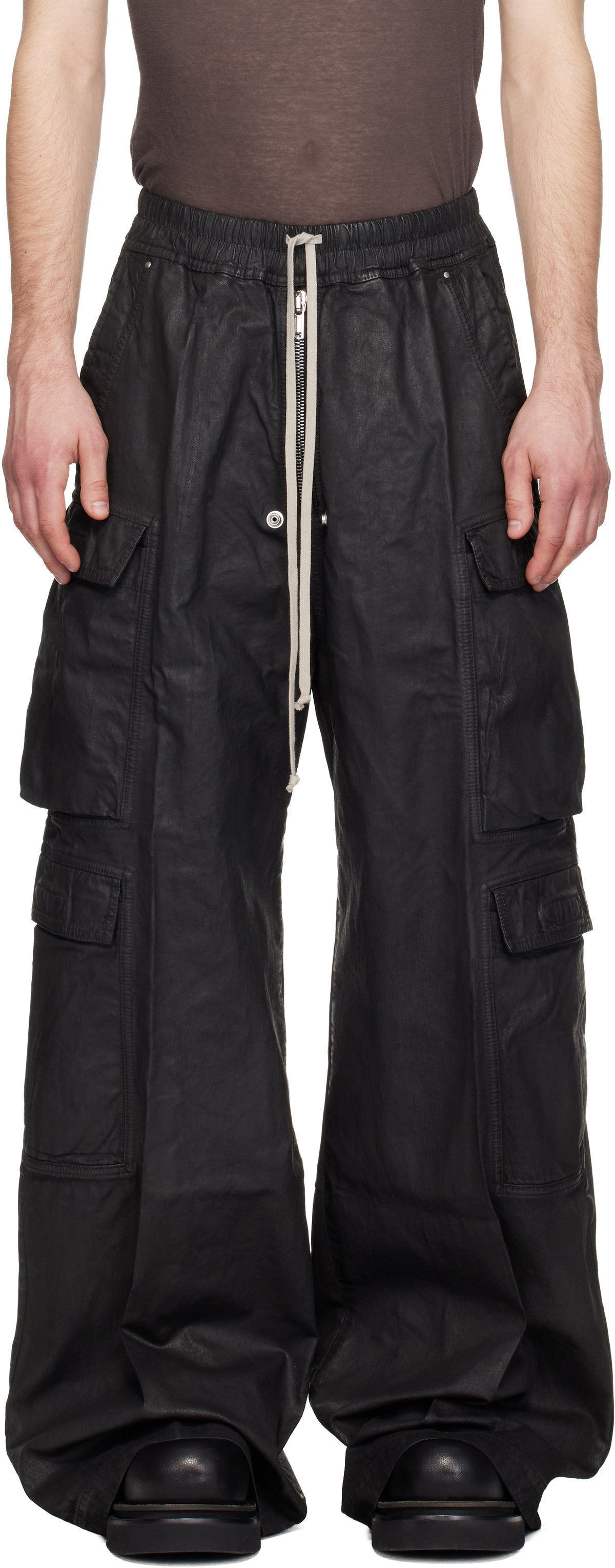Rick Owens DRKSHDW Black Temple Double Jumbo Belas Denim Cargo Pants