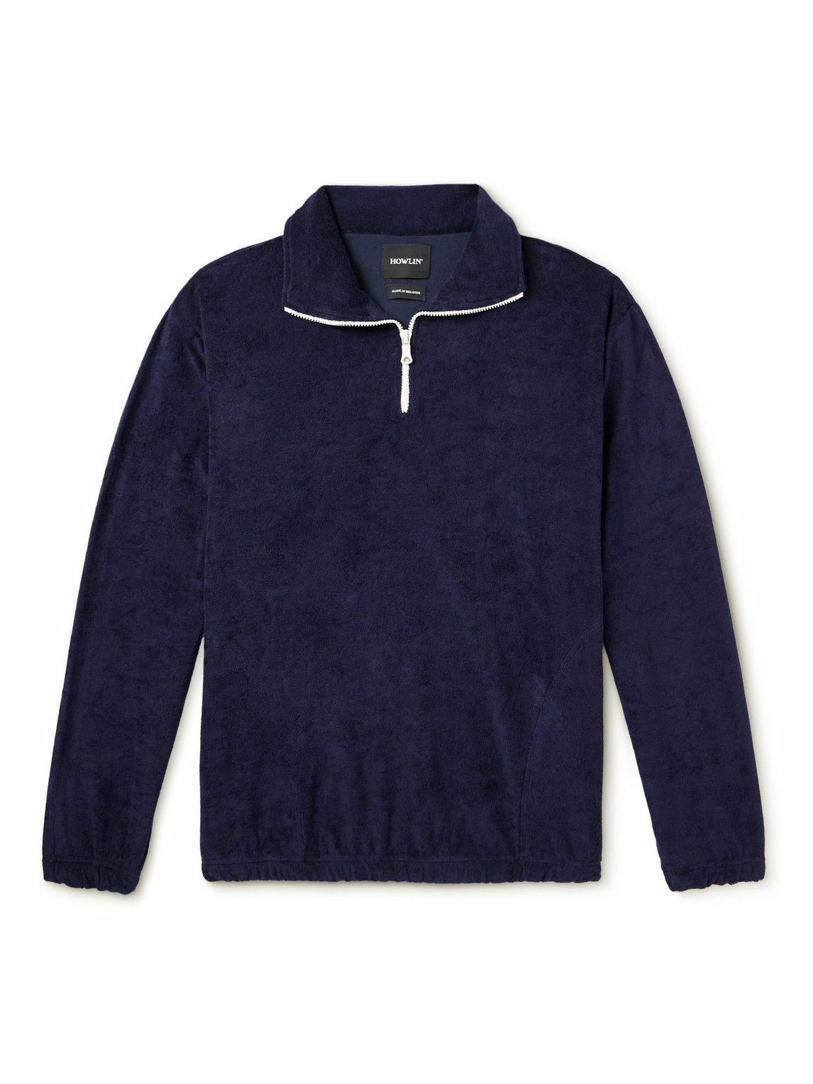 Howlin' - Cotton-Blend Terry Half-Zip Sweater - Blue Howlin' by Morrison