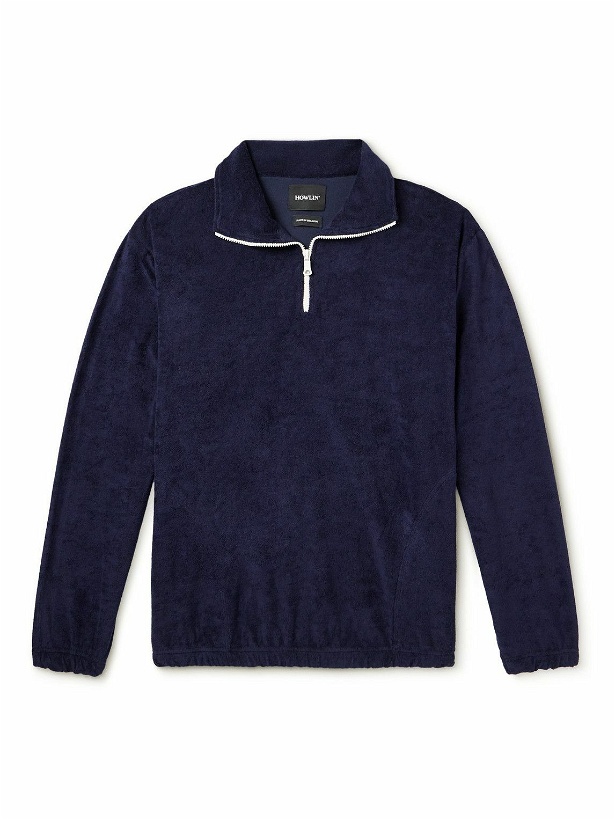 Photo: Howlin' - Cotton-Blend Terry Half-Zip Sweater - Blue