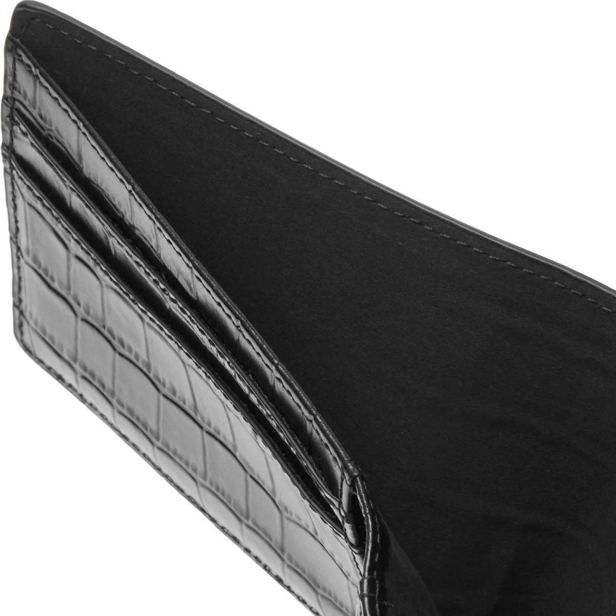 Dime Men's Croc Bifold Wallet in Black 