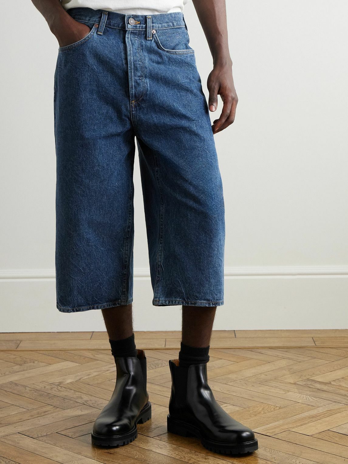 AGOLDE - Beesley Straight-Leg Denim Shorts - Blue