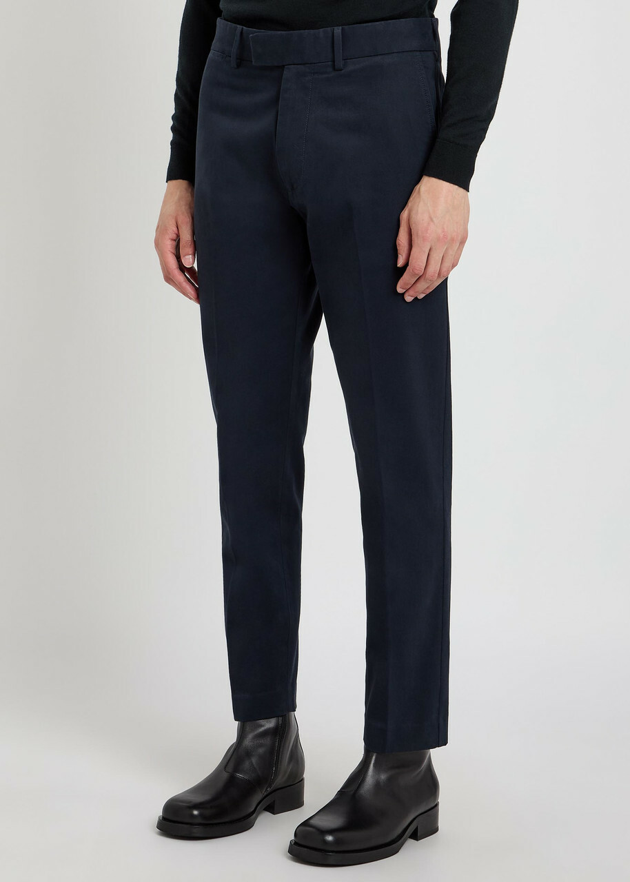 Tom Ford Tapered-leg Cotton Trousers Navy
