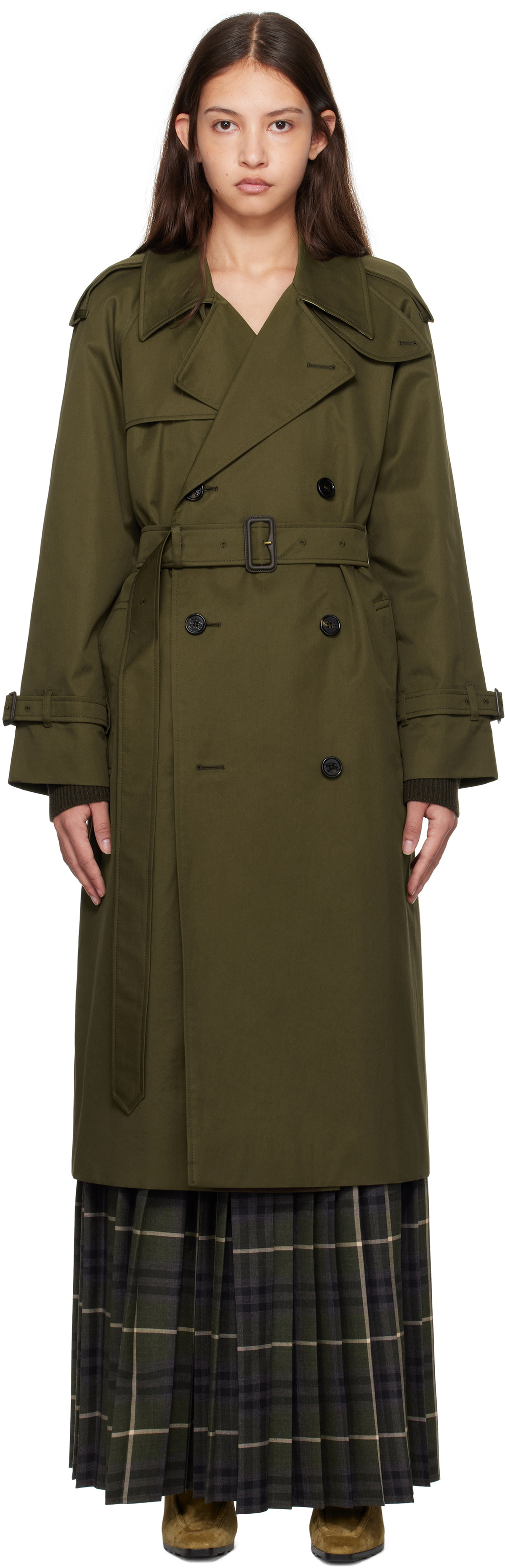 コート Burberry Sage Green Gabardine Castleford Trench Coat Long Gabardine Castleford Trench Coat in Otter - Women