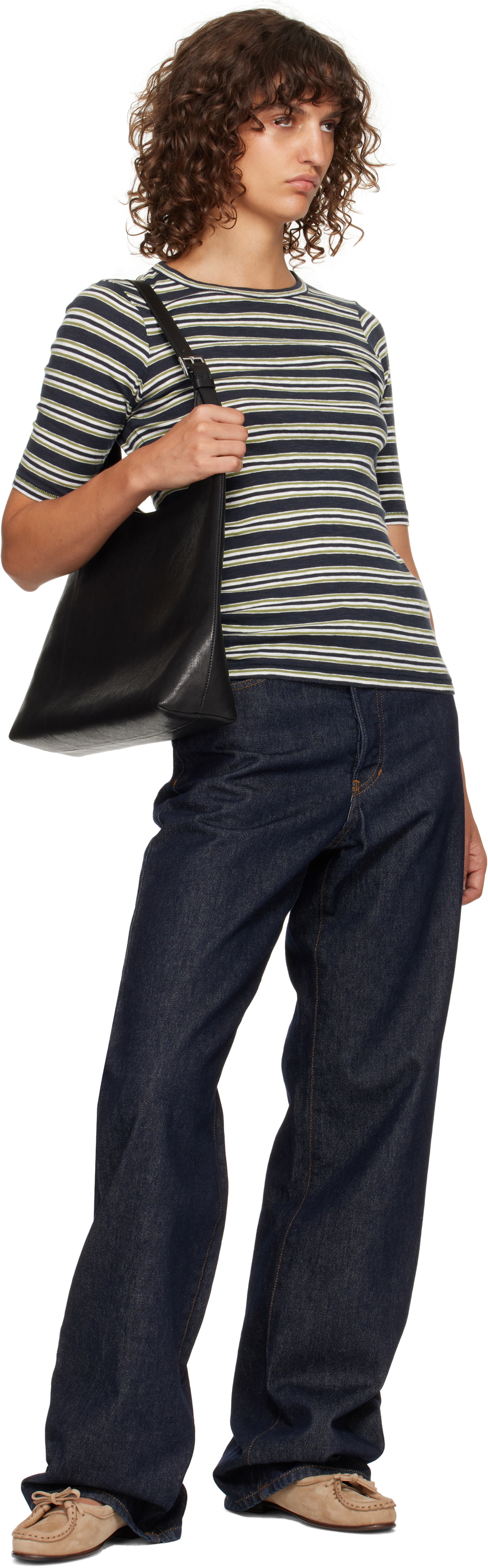 BY FAR Black Camryn Washed Leather Shoulder Bag