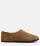 Christen Big Bootie shearling-trimmed suede slip-on shoes