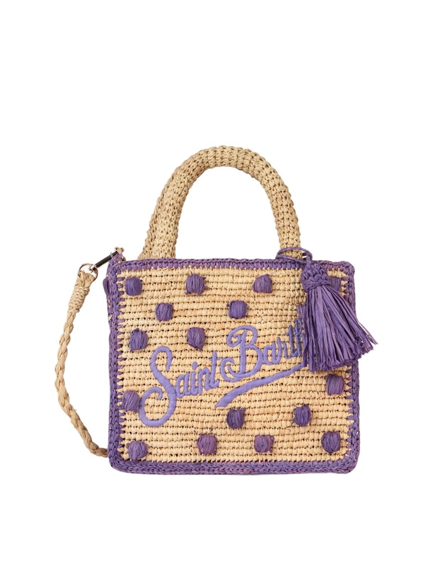 Photo: MC2 Saint Barth Beige Natural Mini Vanity Raffia Bag With Polka Dot Appliqués