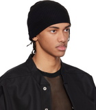 Rick Owens Black Temple Ribbed Beanie