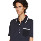 Thom Browne Navy and Red Bicolor Polo