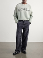 Satoshi Nakamoto - Distressed Studded Cotton-Jersey Sweatshirt - Green