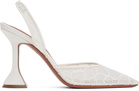 Amina Muaddi Off-White Holli Lace Sling Heels