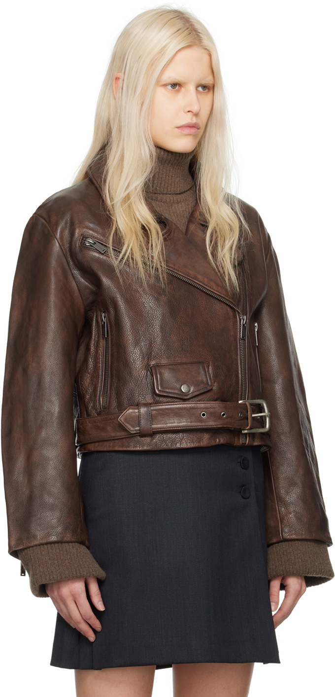 Holzweiler Brown Joana Leather Biker Jacket
