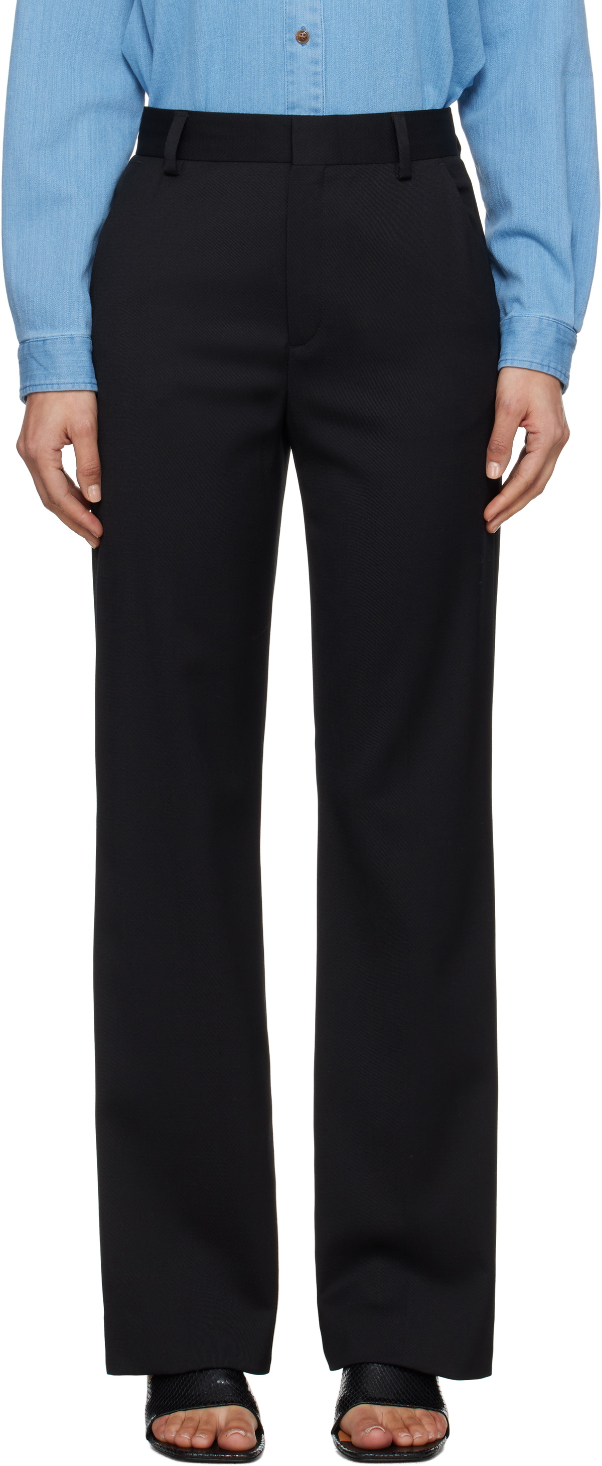 Filippa K Black High Waist Bootcut Trousers
