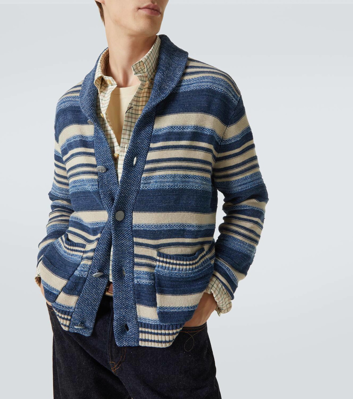 RRL Striped cotton and linen cardigan RRL