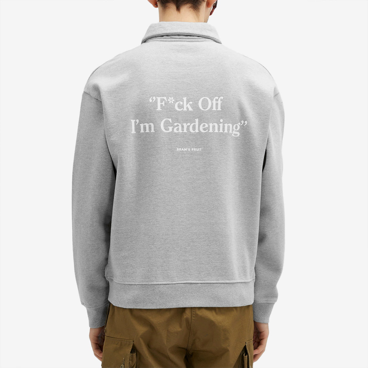Bram's Fruit Men's Gardening Polo Half Zip Sweat in Grey