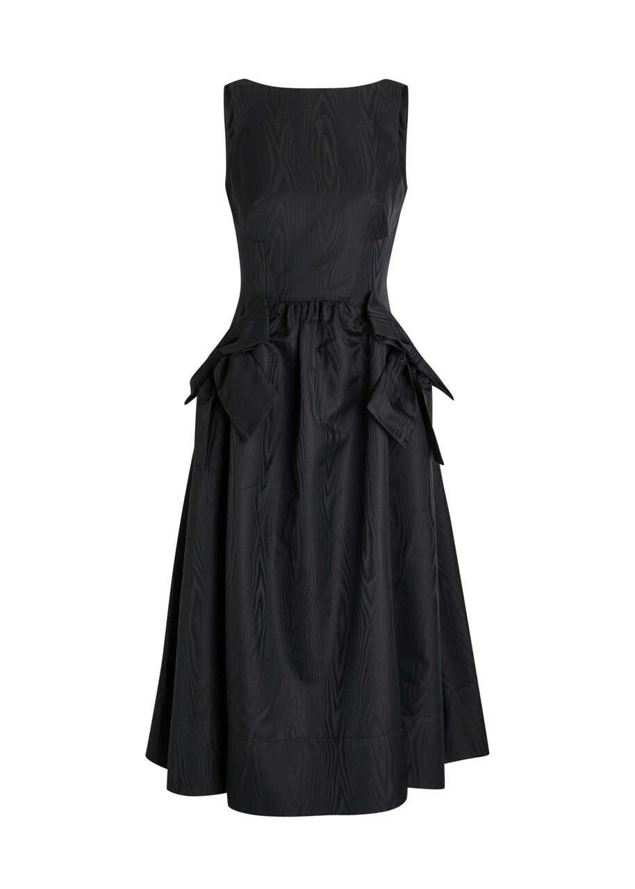 Rebecca Vallance Narcissa Jacquard Taffeta Midi Dress Black