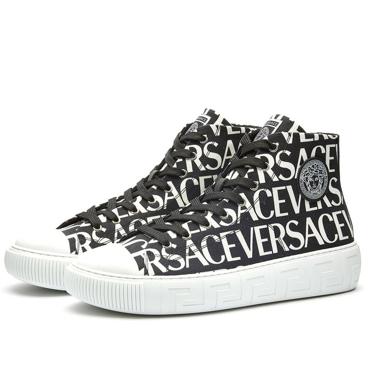 Photo: Versace Men's Monogam High Top Sneakers in Black