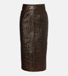 Emilia Wickstead Loretta croc-effect leather pencil skirt