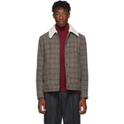 Barena Grey and Red Masolo Cimento Overshirt Jacket