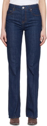 AMI Paris Navy Cotton Bootcut Fit Jeans