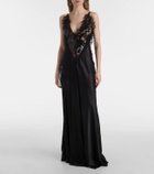 Rodarte Sequined lace-trimmed satin gown