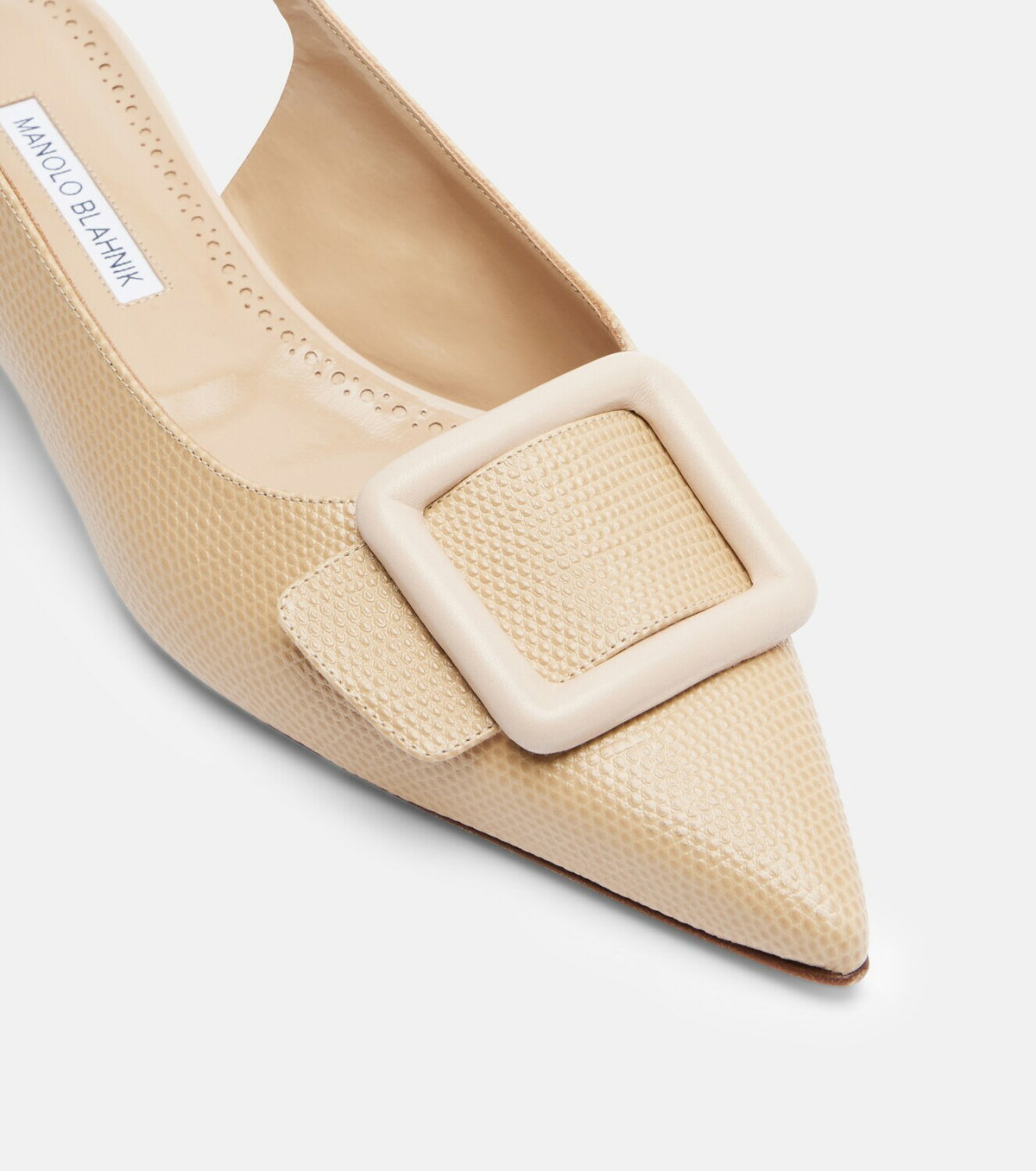 Manolo Blahnik Maylura croc-effect leather slingback flats