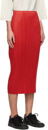 PLEATS PLEASE ISSEY MIYAKE Red Thicker Bottoms 1 Midi Skirt