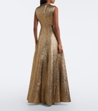 Roland Mouret Embellished lamé jacquard gown