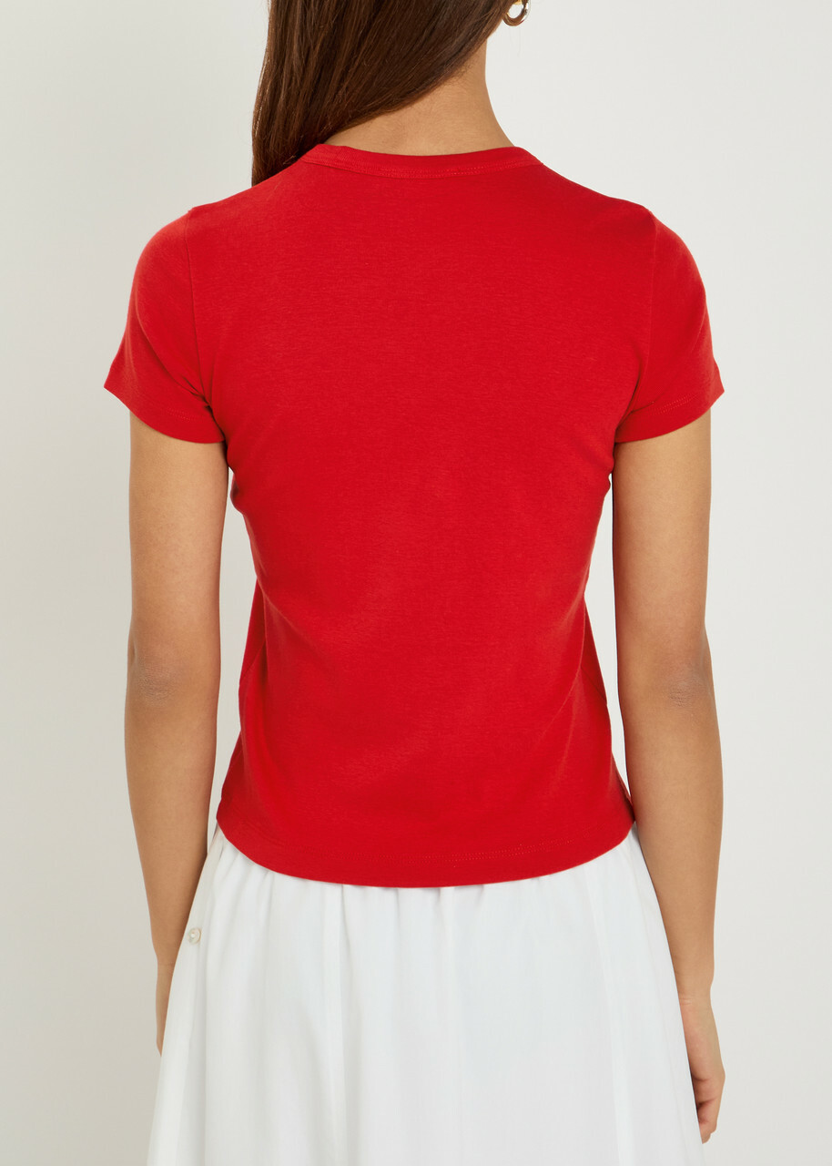Vince Shrunken 90s Cotton and Modal-blend T-shirt Red