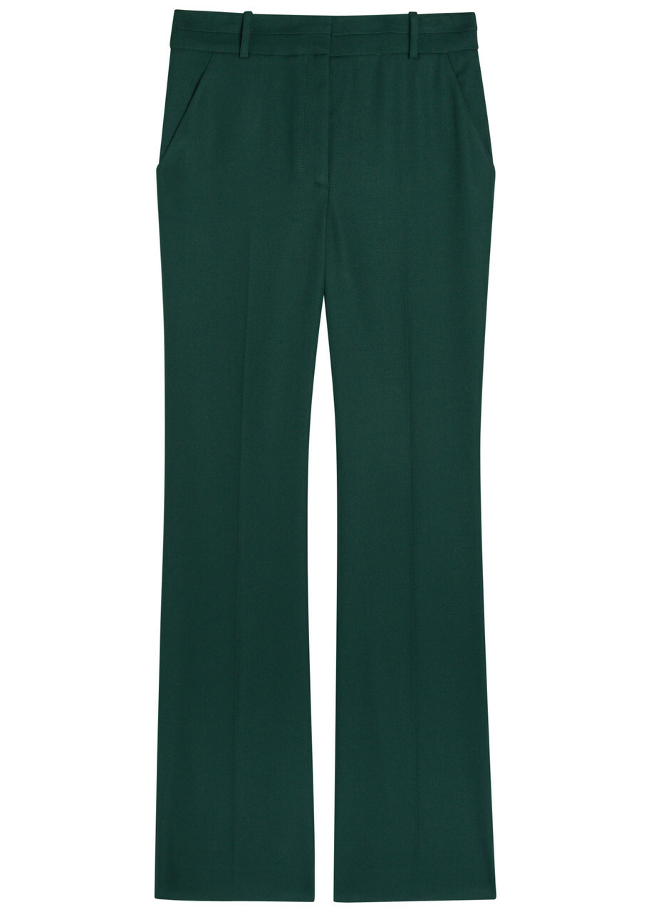 Veronica Beard Melvin Flared-leg Trousers Dark Green