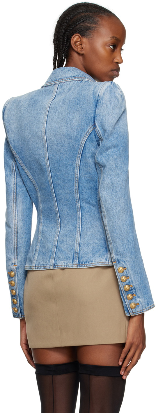 Balmain Blue Tailored Denim Jacket Balmain