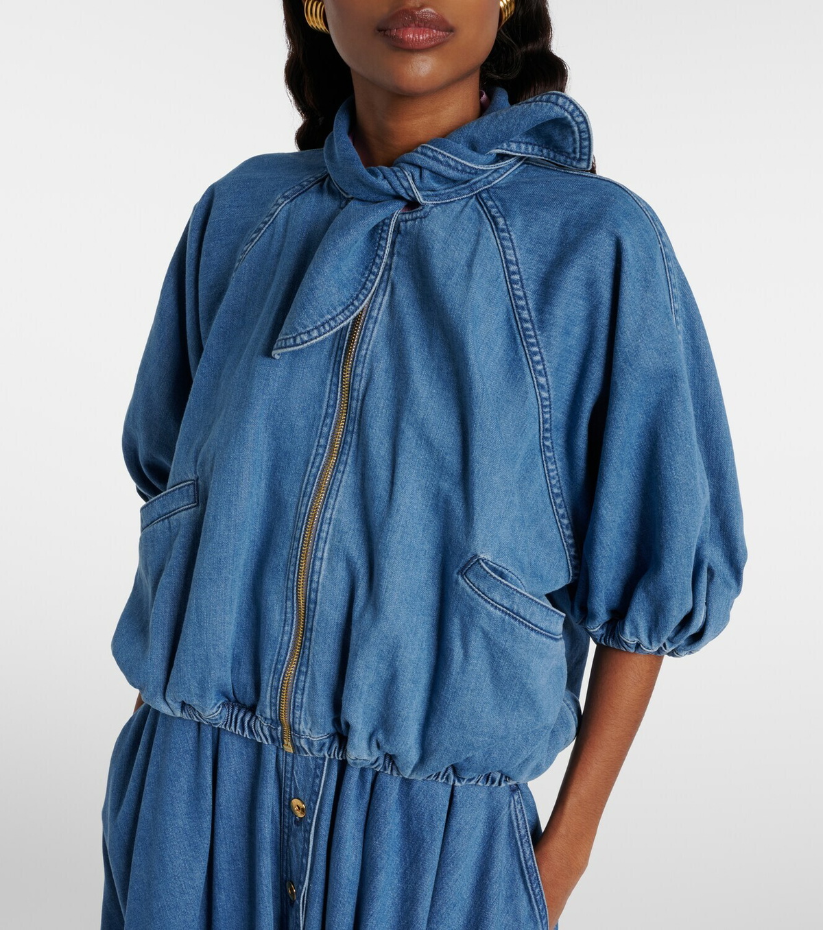 Patou Tie-neck denim jacket