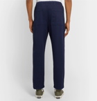 Albam - Cotton-Blend Twill Drawstring Trousers - Navy