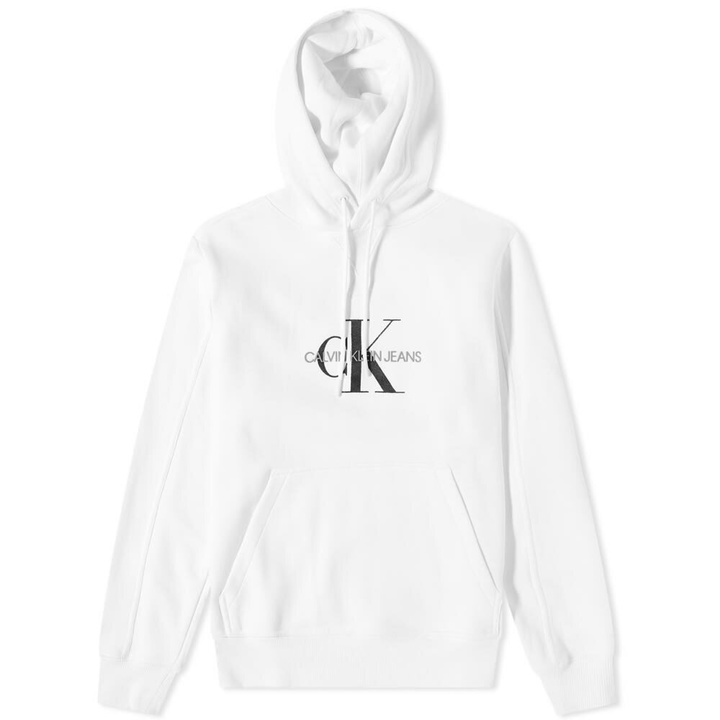 Photo: Calvin Klein Men's Archival Monogram Flock Hoody in White