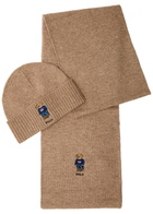 Polo Ralph Lauren Bear-embroidered Beanie and Scarf set - Brown - One Size