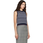 Thom Browne Navy Fairisle Jacquard Wool Sweater