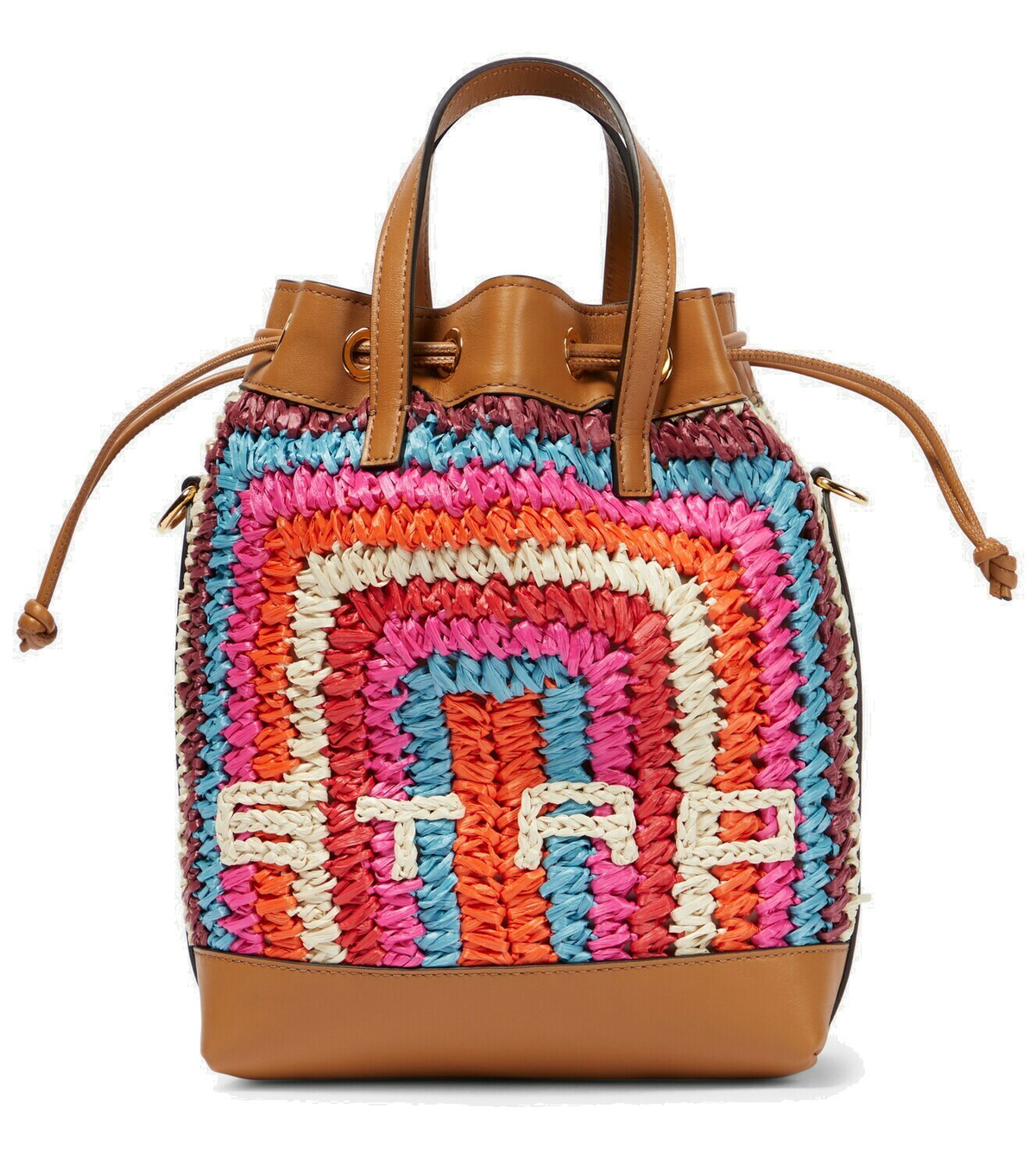 【ETRO】Logo Cotton Bucket Bag Etro Logo Drawstring Canvas Bucket Bag | Neiman Marcus