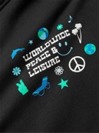 PASADENA LEISURE CLUB - Worldwide Peace Printed Fleece-Back Cotton-Jersey Hoodie - Black - S