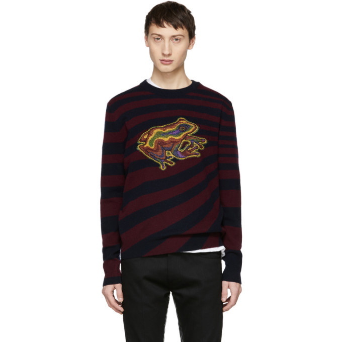 Photo: Paul Smith Burgundy and Navy Wool Frog Sweater