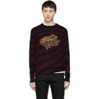 Paul Smith Burgundy and Navy Wool Frog Sweater
