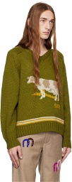 Bode Khaki Cattle Sweater