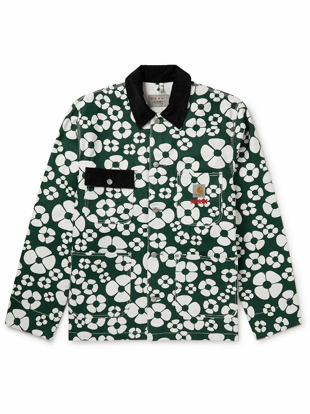 Photo: Marni - Carhartt WIP Corduroy-Trimmed Floral-Print Cotton-Canvas Jacket - Green