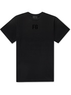 FEAR OF GOD - Logo-Flocked Cotton-Jersey T-Shirt - Black - L