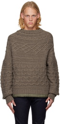 sacai Brown Crewneck Sweater