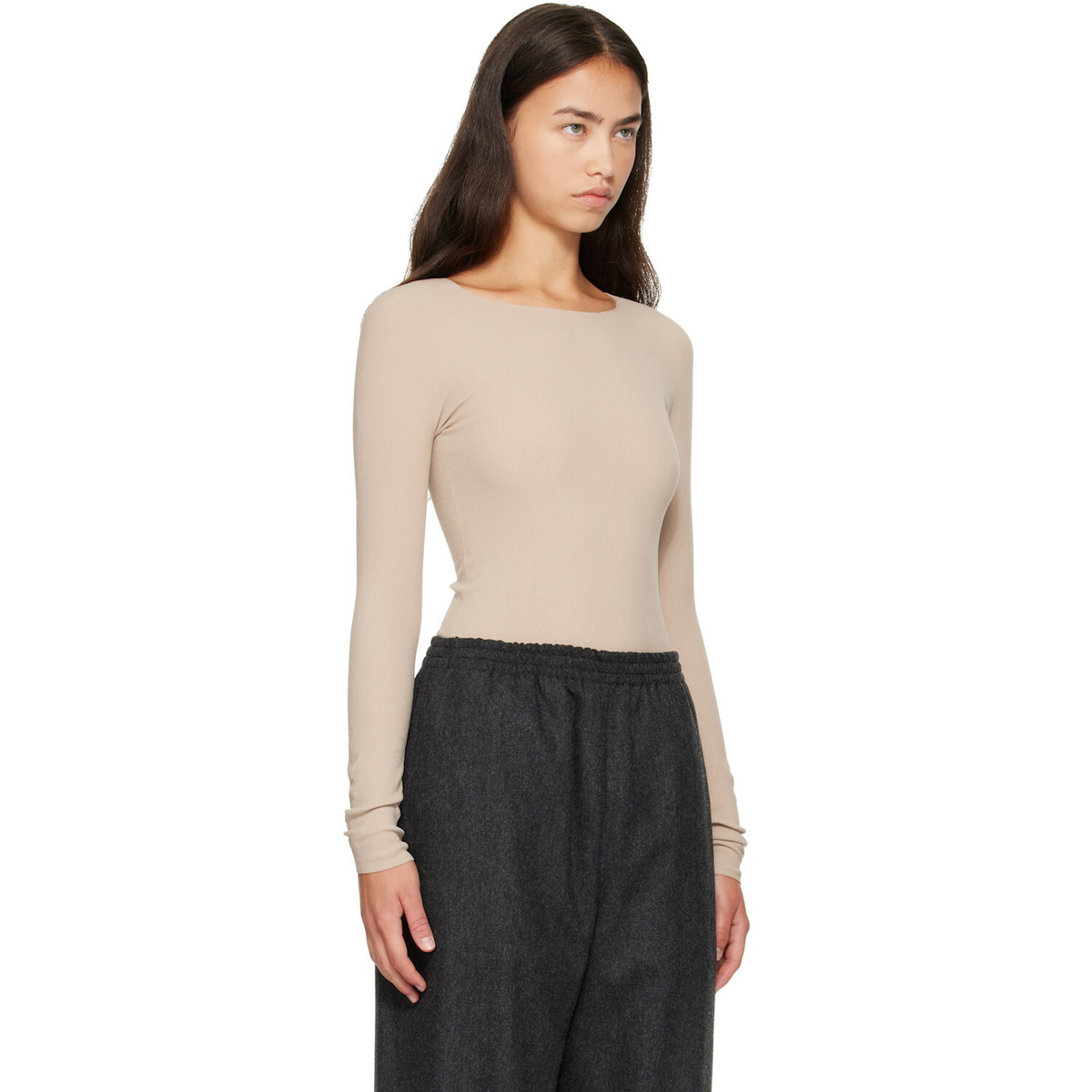 Jil Sander Beige Ribbed T-shirt