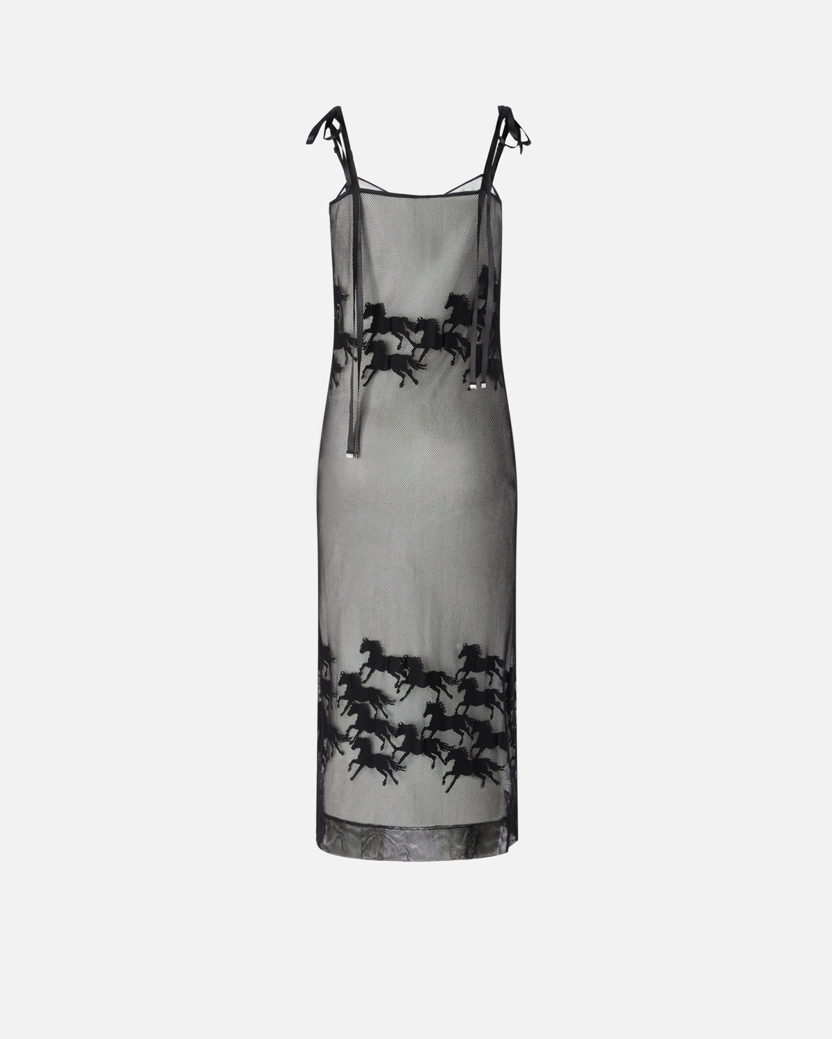 Pinko Reimagine By Pinko X Patrick Mc Dowell Sheer Midi Dress With Horse Motif Black/White