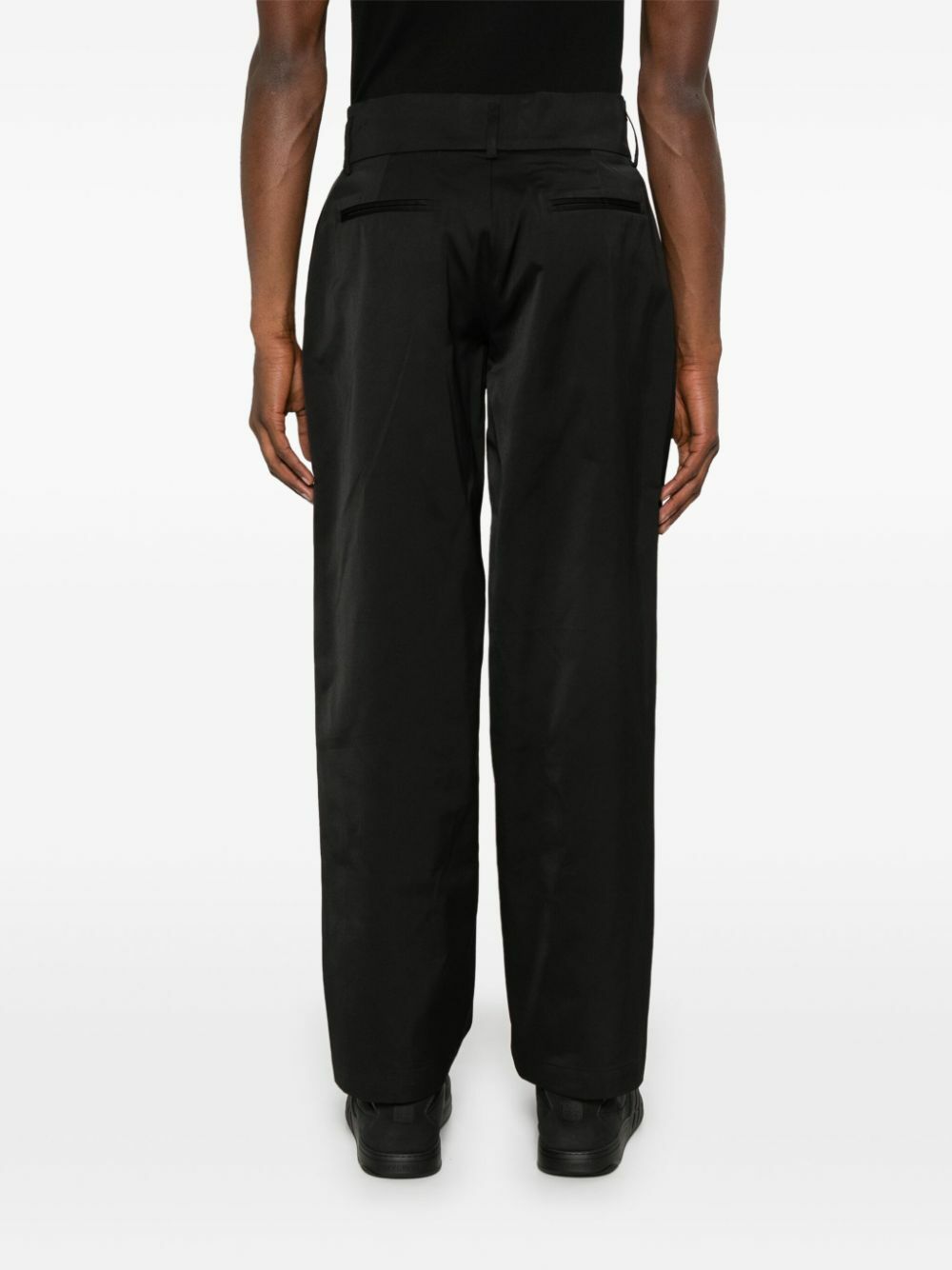 Labrum London Black Tapered-Leg Twill Weave Trousers
