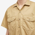 Beams Plus Men's WORK Twill Short Sleeve Shirt in Khaki